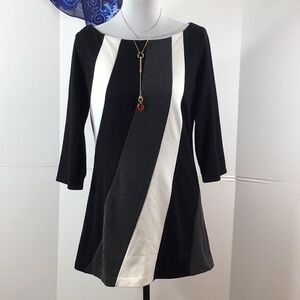 WHBM b/w/gray twisted stripe tunic/mini M